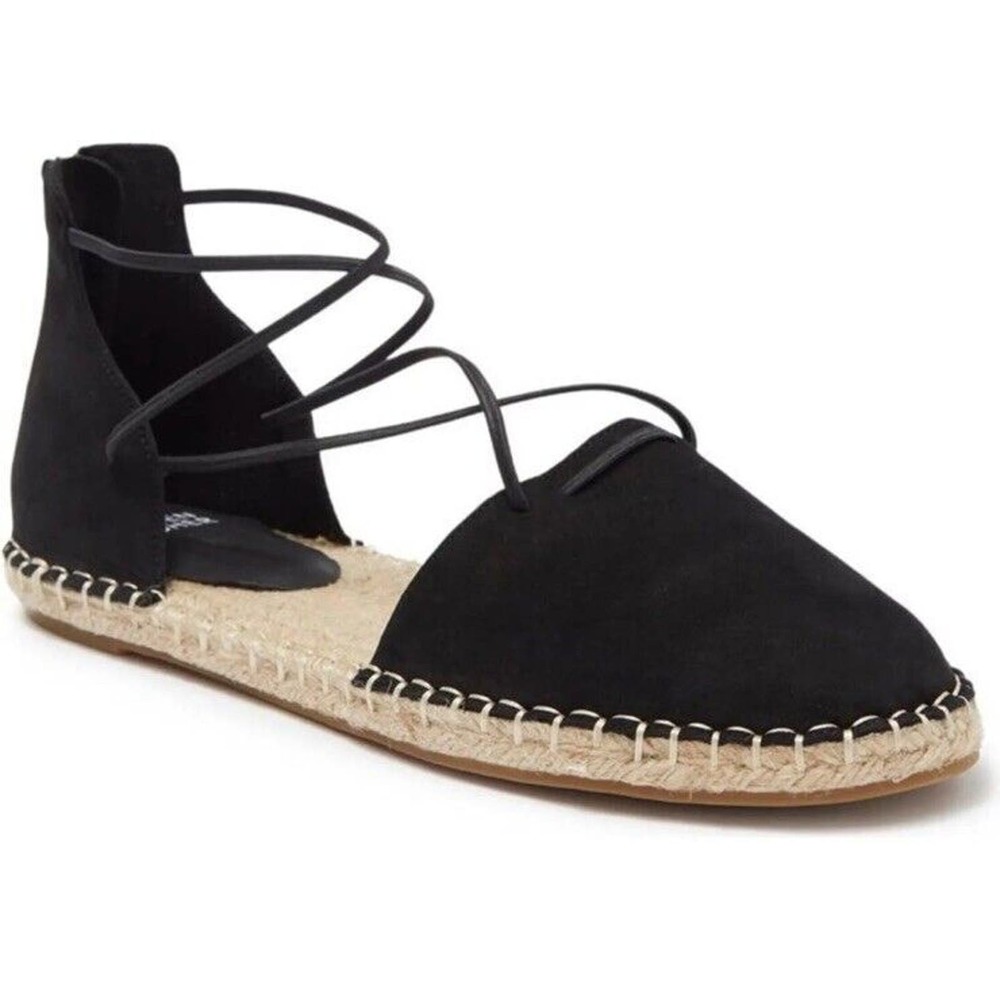 Eileen Fisher Lace-Up Black Suede Espadrille Sandal New Size 8